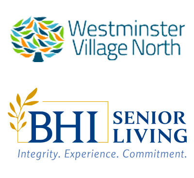 Westminster Village North Logo and BHI Senior Living Logo<br />
